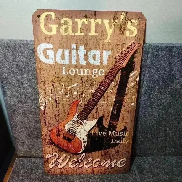Garry's Guitar Music Artistic Tin Sign Pub Bar Wall Decor Man Cave Cafe - Picture 1 of 5